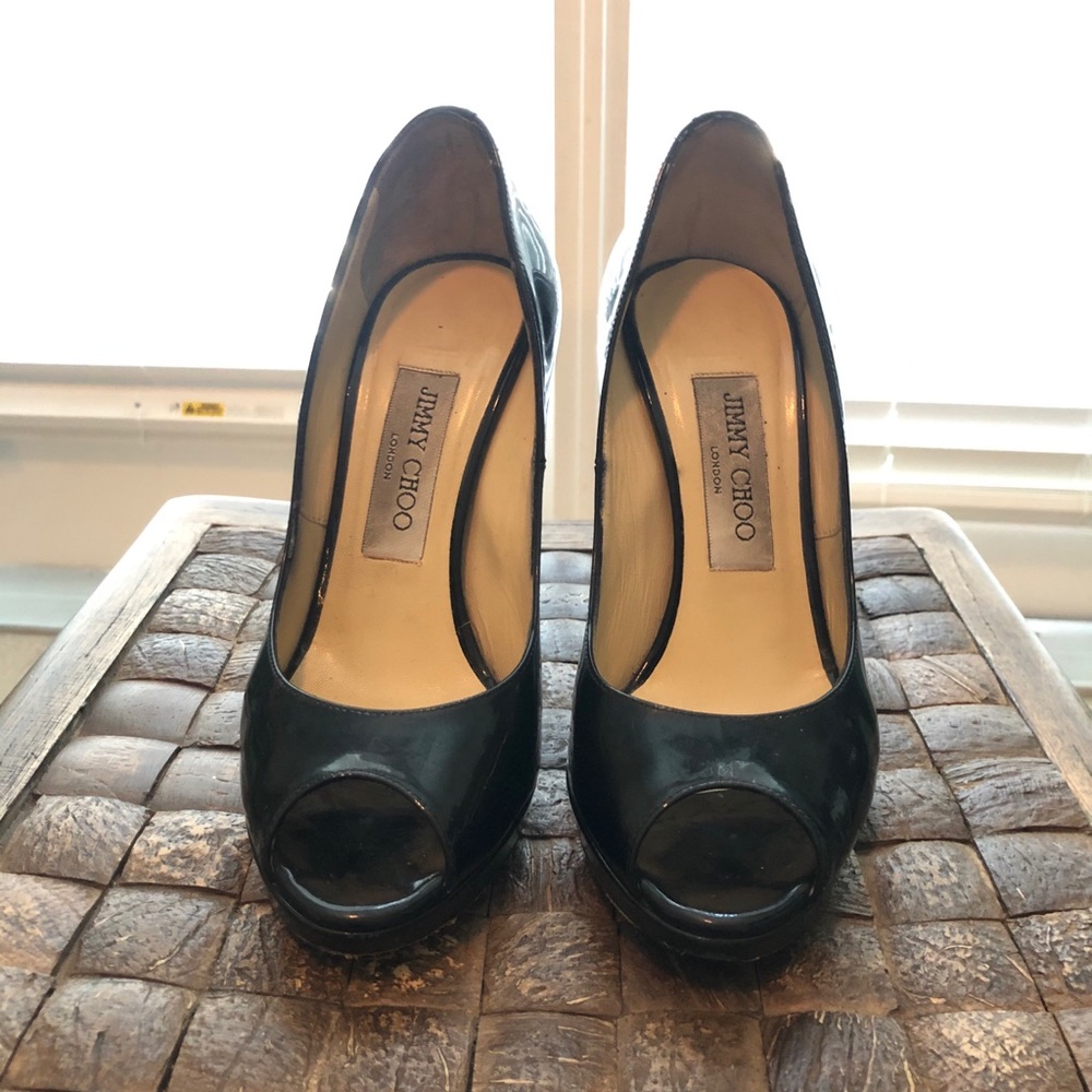 Designer Shoes, patent leather, peep toe, pumps